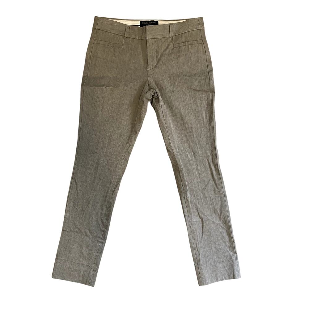 Banana Republic Sloan Women's Size 0P Gray Grid Plaid Ankle Dress Pants